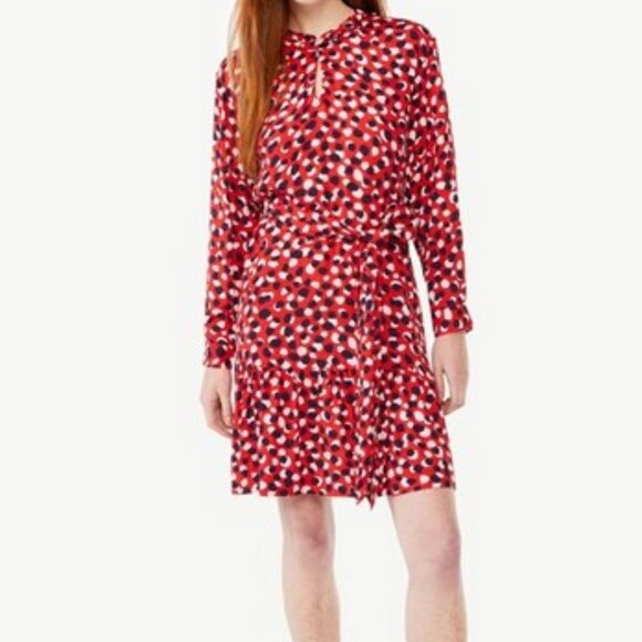 Free Assemby Belted Tiered Short Dress in Goji Berry - Size L - Picture 1 of 16